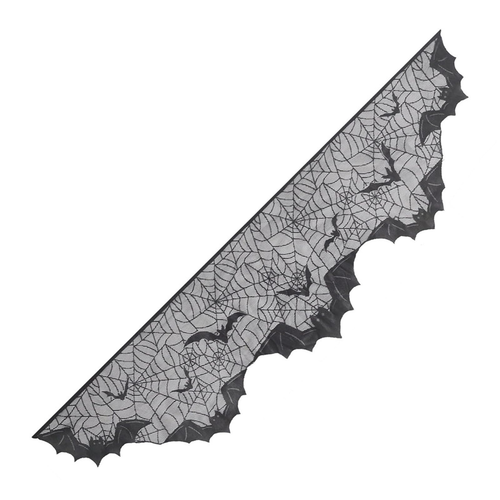 Gengener Black Halloween Mantle Scarf Decoration, Lace Spiderweb And Bat Mantle For Home Decoration,200X50cm