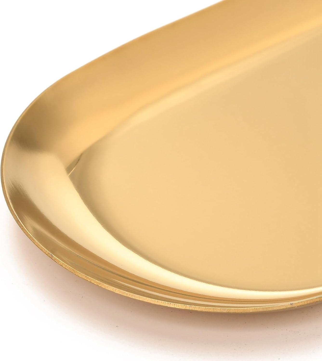 Ipotkitt 5 pcs Golden Color Oval 430 Stainless Steel Jewelry Display Plate Cosmetics Organizer Storage Jewelry Dish Tray for Earrings Ring Necklace Bracelets Selling Home Decor