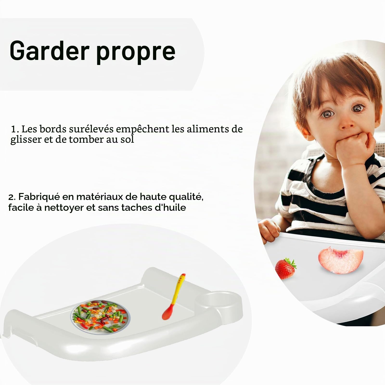 Plateau pour siège de table Inglesina - Plateau pour bébé - Plateau amovible - Ne laisse pas de traces - Pour la maison et les déplacements - Passe au lave-vaisselle
