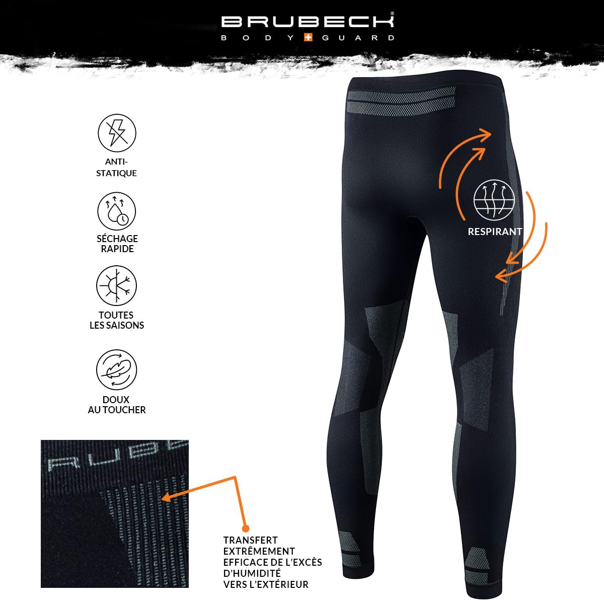 BRUBECK sous-vêtement Thermique Homme Chaud Ensemble Ski Homme pour Sports d’Extérieur Thermiques Homme T-Shirt Manches Longues et/ou Pantalon Fonctionnel sous-vêtements