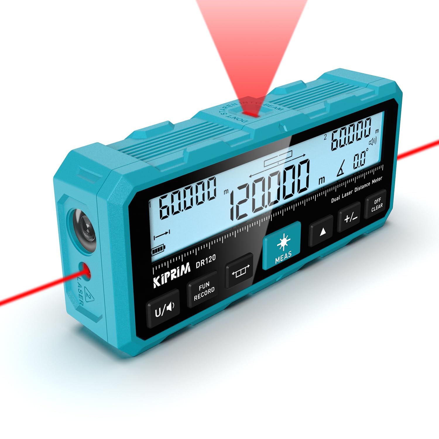 Kiprim 120m Bilaterale Laser Entfernungsmesser Elektronische Wasserwaage, Präzise Messungen und Pythagoras-Funktion – Ideal für BAU, Heimwerken und Renovierung LD120S