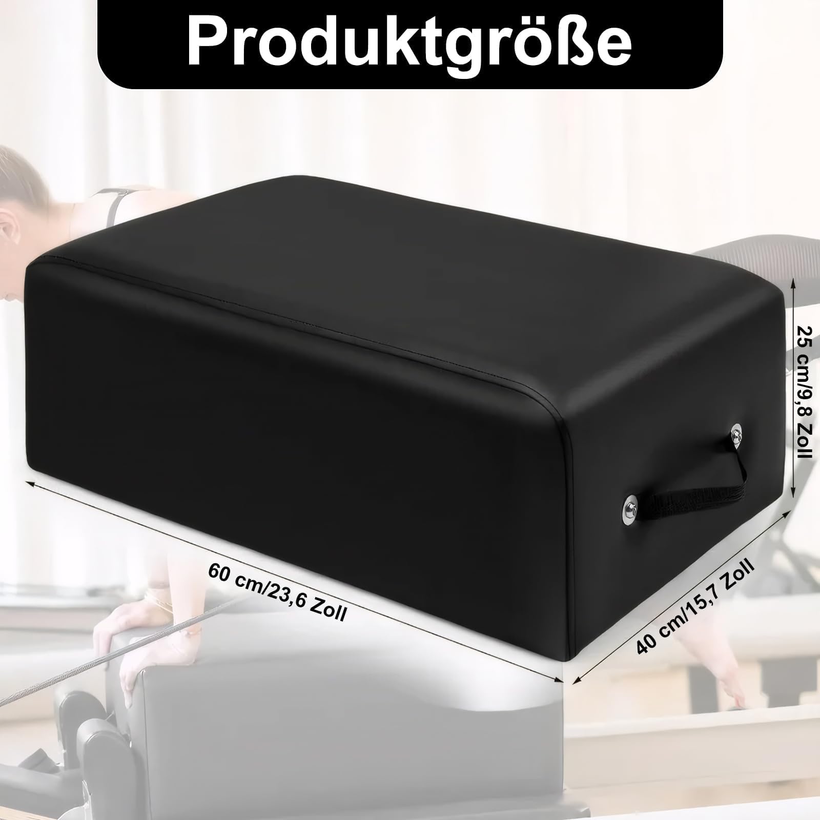 Pilates Reformer Box, Pilates Sitzbox mit Griffen, Pilates Zubehörbox, Pilates Trainingsgerät, geeignet für Fitness, Dehnungs- und Gleichgewichtstraining