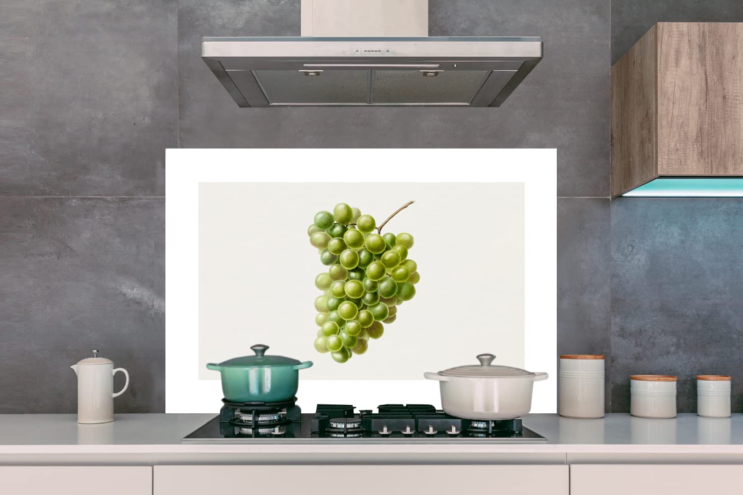 MuchoWow Spritzschutz Küche Küchenrückwand Alu Poster Bilder 120x80 cm Lebensmittel - Weintrauben - Obst