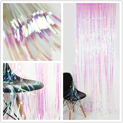 Miniatura 9 de Cortina de fondo de papel de aluminio con flecos de oropel para decoración de fiesta de cumpleaños, vacaciones, celebración, graduación, baby