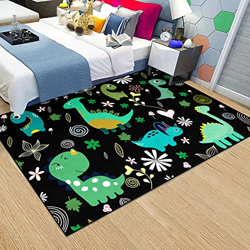 Image of Dinosaur Rugs for Boys Bedroom, Cartoon Dinosaur Rugs Funny Dinosaur Area Rugs for Living Room Dinosaur Play Mat Cute Dino Patterns Printed Carpets Polyester Floor Mat, 2'5''×4'