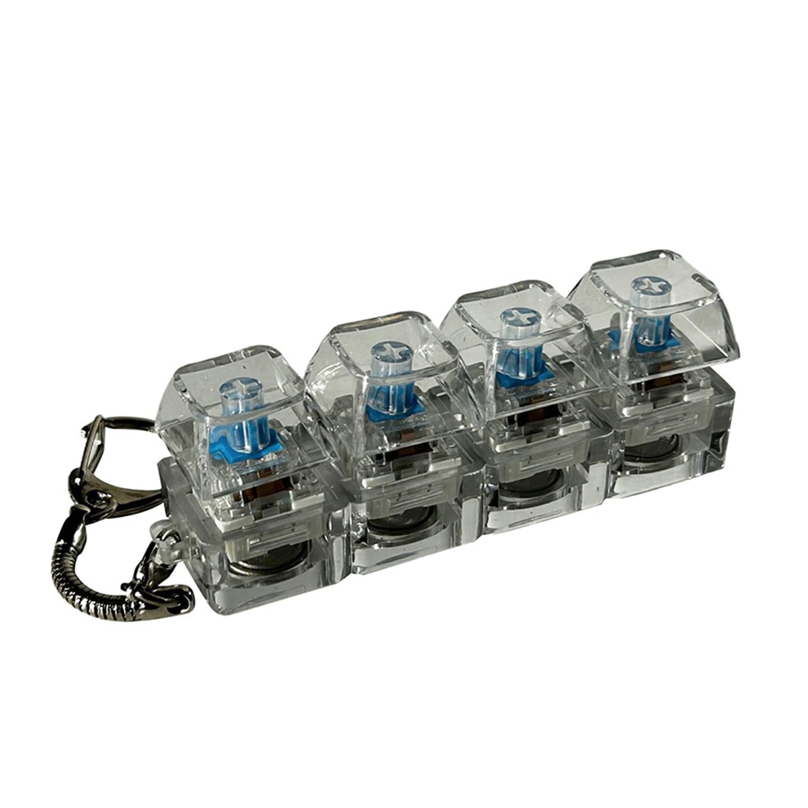 matumou Mechanical Keyboard Keychain Pendant Stress Relief Toy with Tactile Click Sound Transparent Light Buttons Portable Keychain