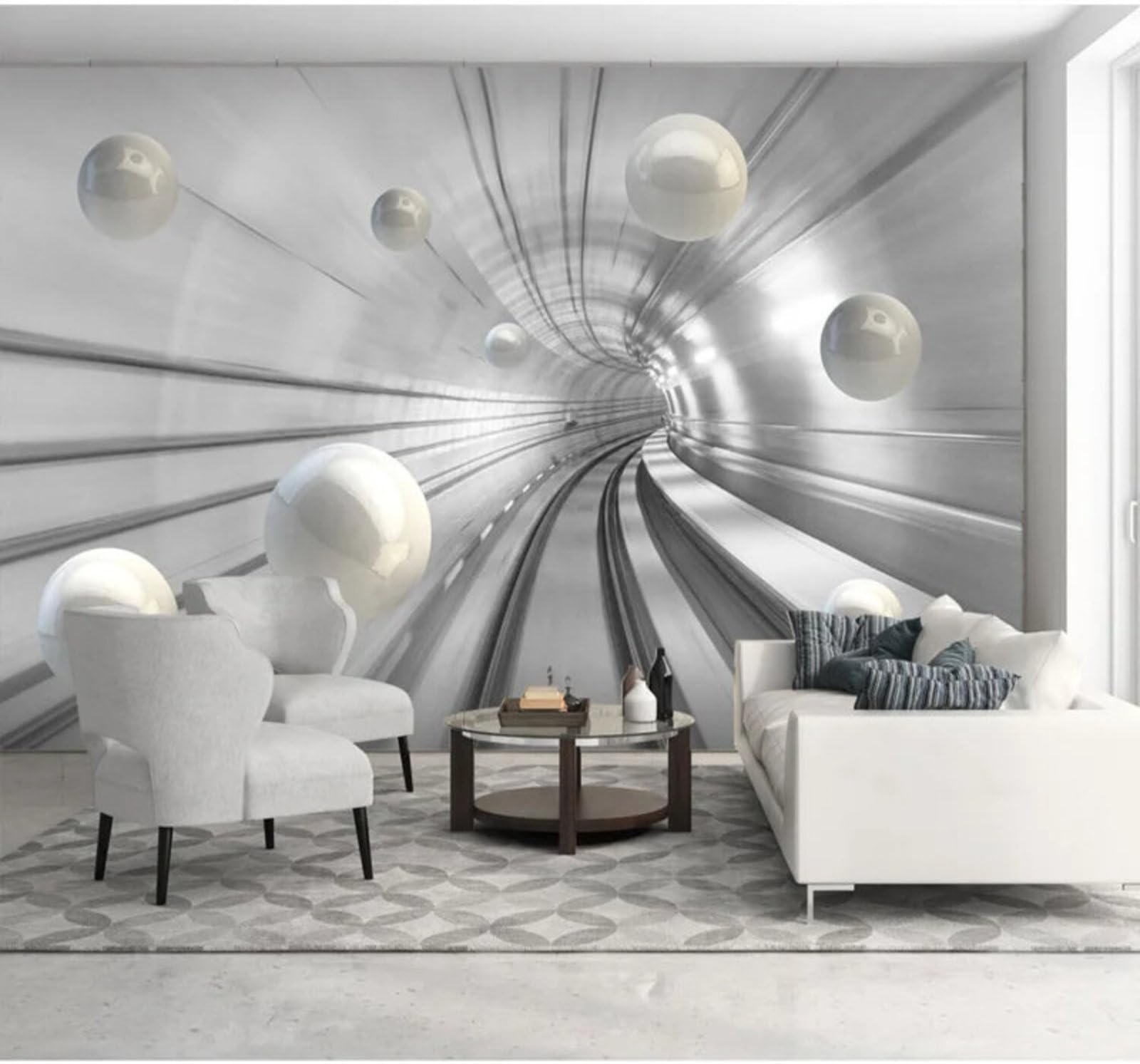 Three Dimensional Geometric Sphere Abstract Spatial Extension 3D Wallpaper Easy Install Feature Office Living Room Sofa Bedroom TV Background Wall Decoration-250cm×170cm
