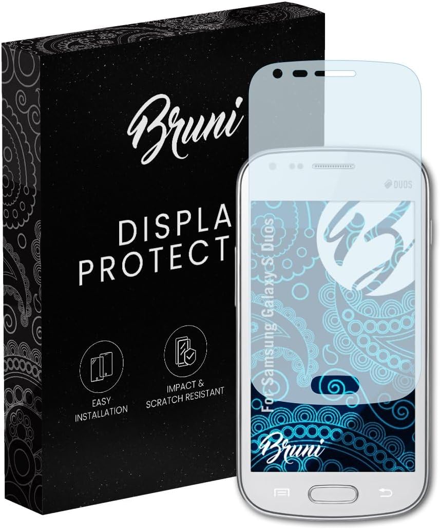 Bruni Screen Protector compatible with Samsung Galaxy S Duos Protector Film, crystal clear Protective Film (2X)