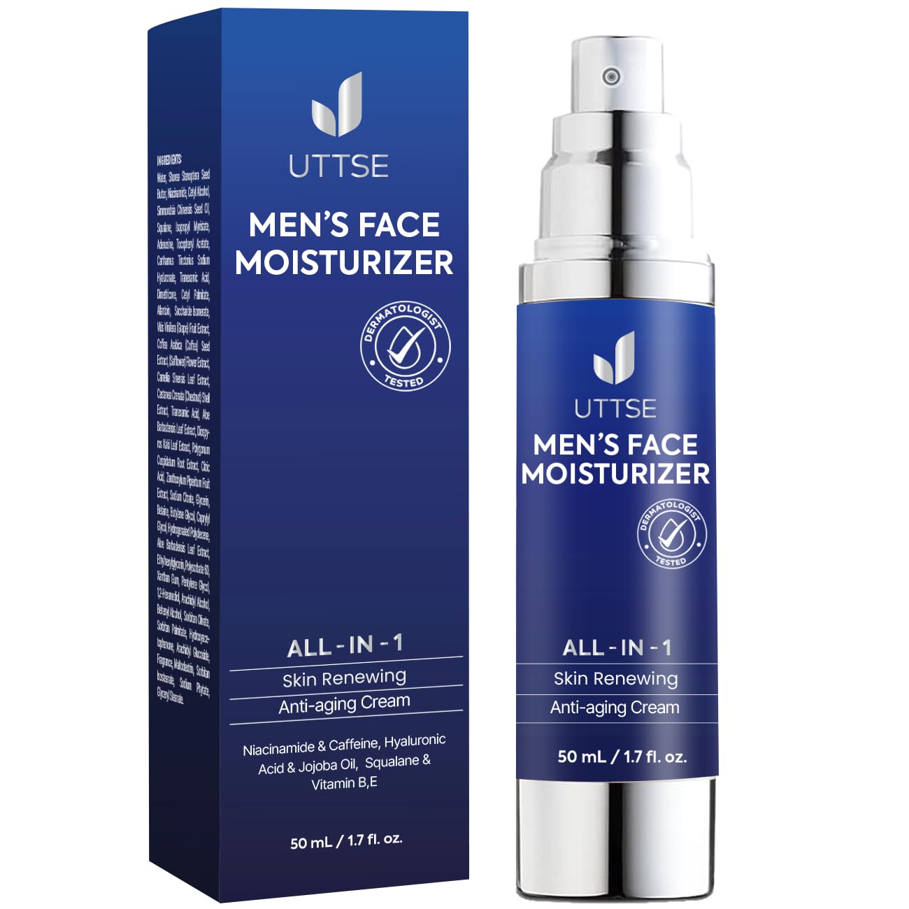 Uttse Naitmsad ARTSTAR Face Cream for Men: Anti Aging & Wrinkle Cream for Men with Collagen, Hyaluronic Acid, Vitamins E & B, Shea Butter - Dark Spots Remover & Eye Bags Treatment for Men - 1.7 oz.