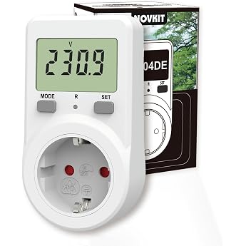 NOVKIT Power Meter for Socket, Energy Cost Meter, Power Consumption Meter with Memory Function (230 V / 16 A / 3680 W) (1)