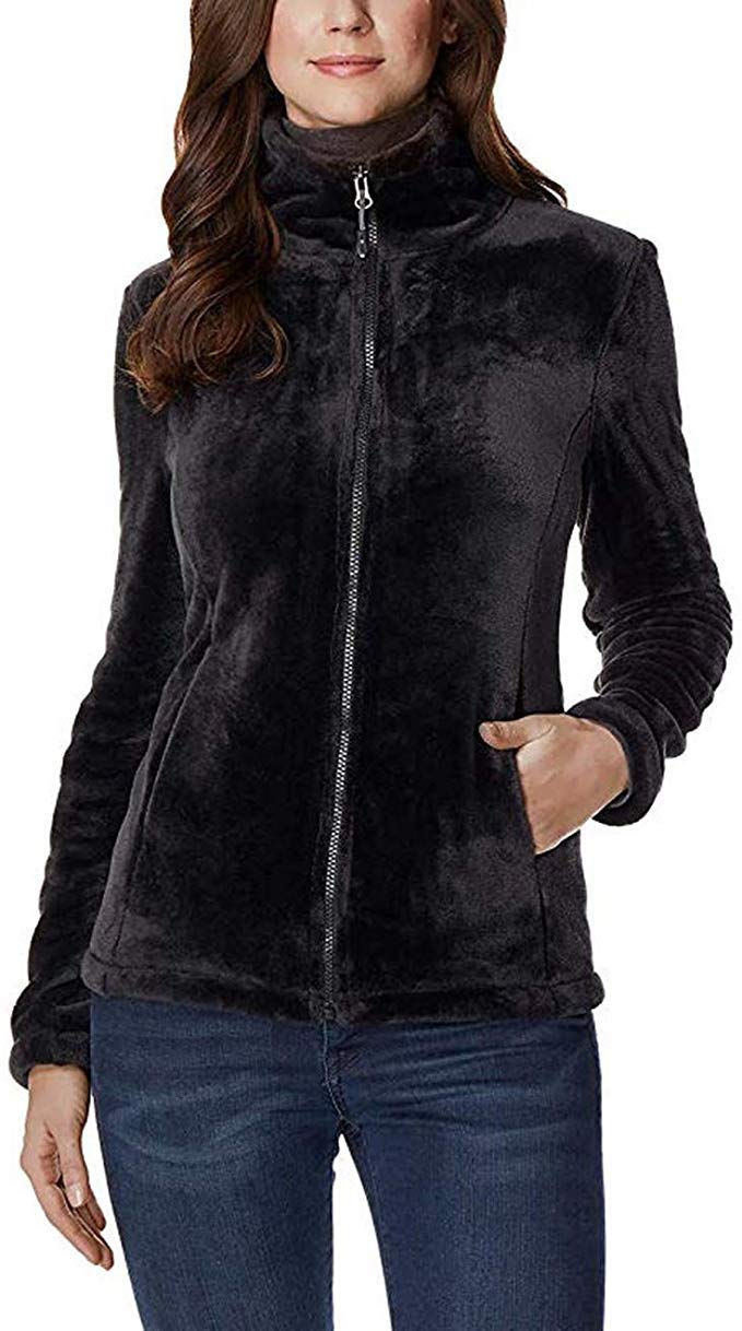 32 DEGREES Womens Plush Luxe Fur Super Soft Full Zip Jacket Outwear