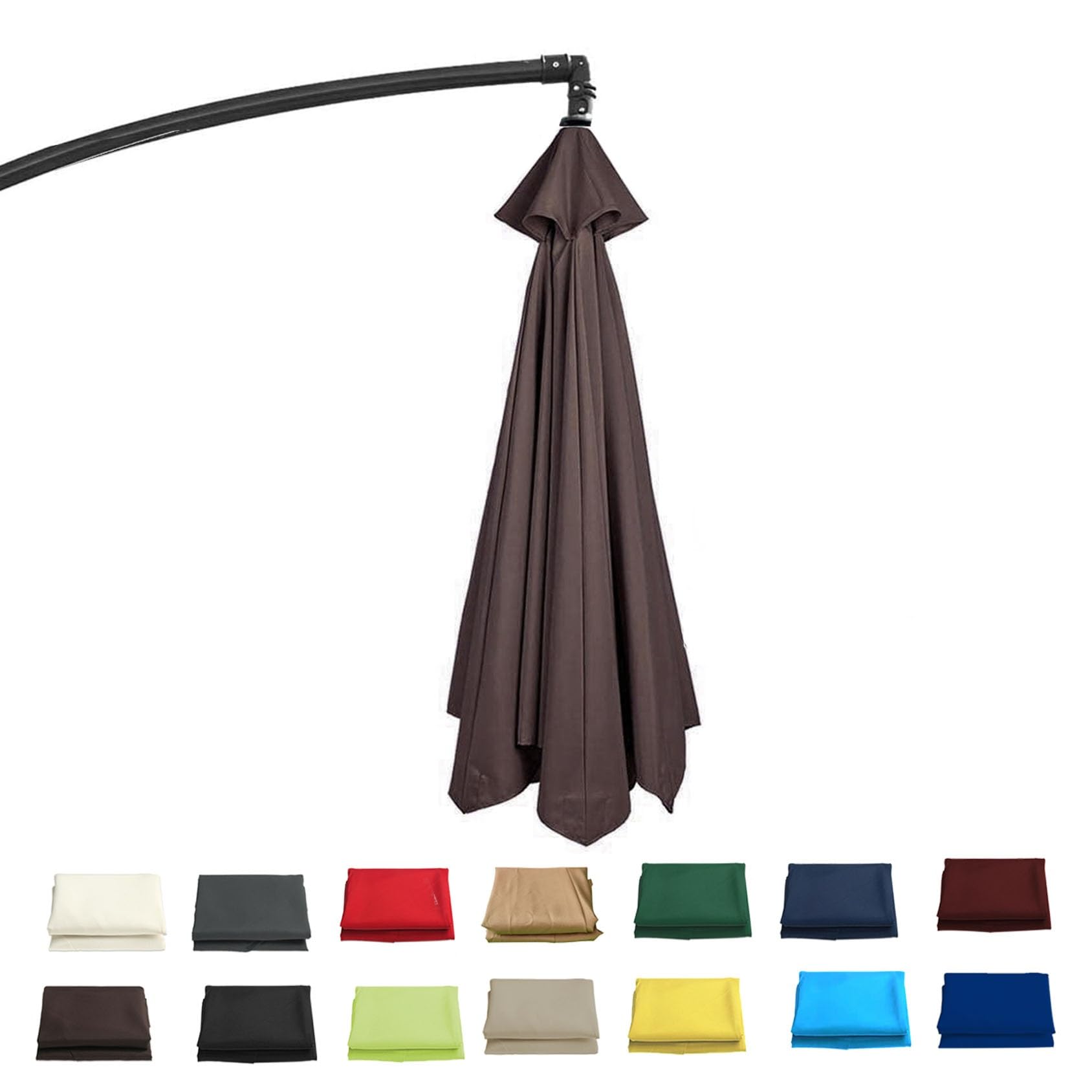 GZDXBF Sun Umbrella Replacement Cloth｜Replacement Parasol Cover｜200/230/250/270cm/300cm-6/8ribs｜Garden Parasol Canopy Cover Replacement (UV 50+ Protection)(Brown,6 RIBS: 300CM/9.8FT)
