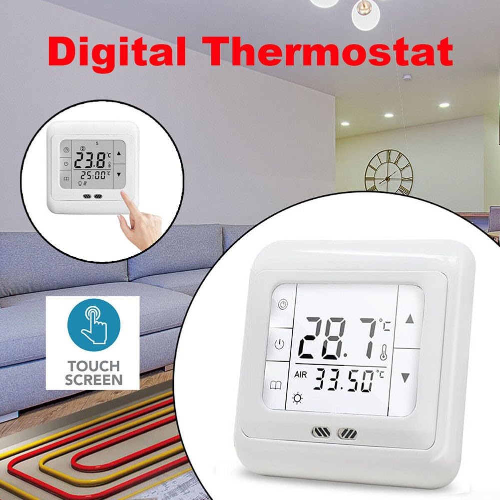 Underfloor Heating Thermostats Programmable 16A, Digital Thermostat Touchscreen Underfloor Heating Room Controller Floor Sensor - Image 2