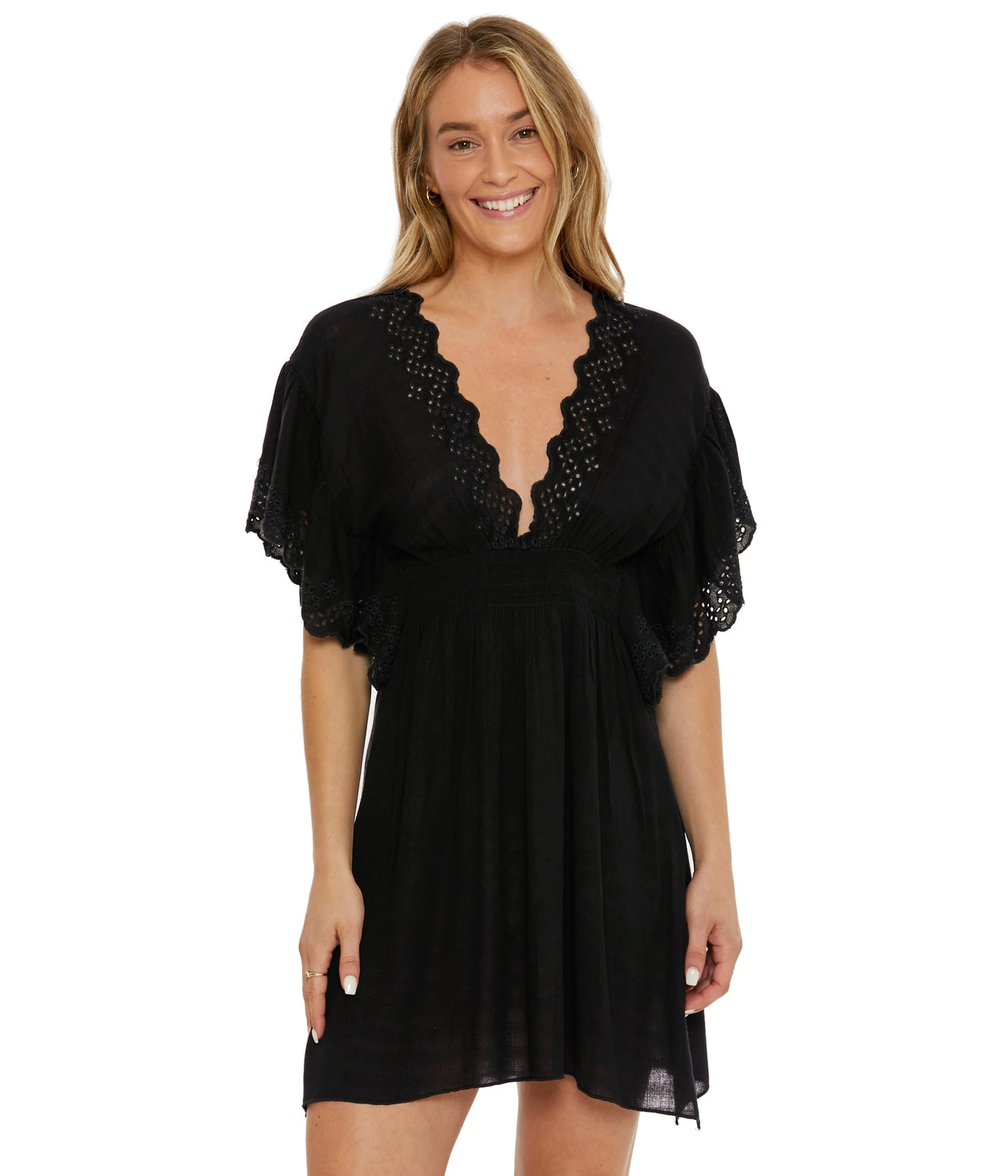 BECCA Womens Barbados Woven Tunic Plunge Neckline Beach Cover Ups for Women