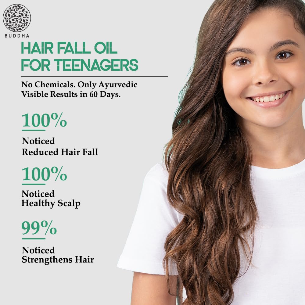 Buddha Natural Fall of Hair Oil for Teenagers (200ml) - 100% Ayush Certified - For Reduce Thinning and Fall of Hair - Natural Herbs oil 3