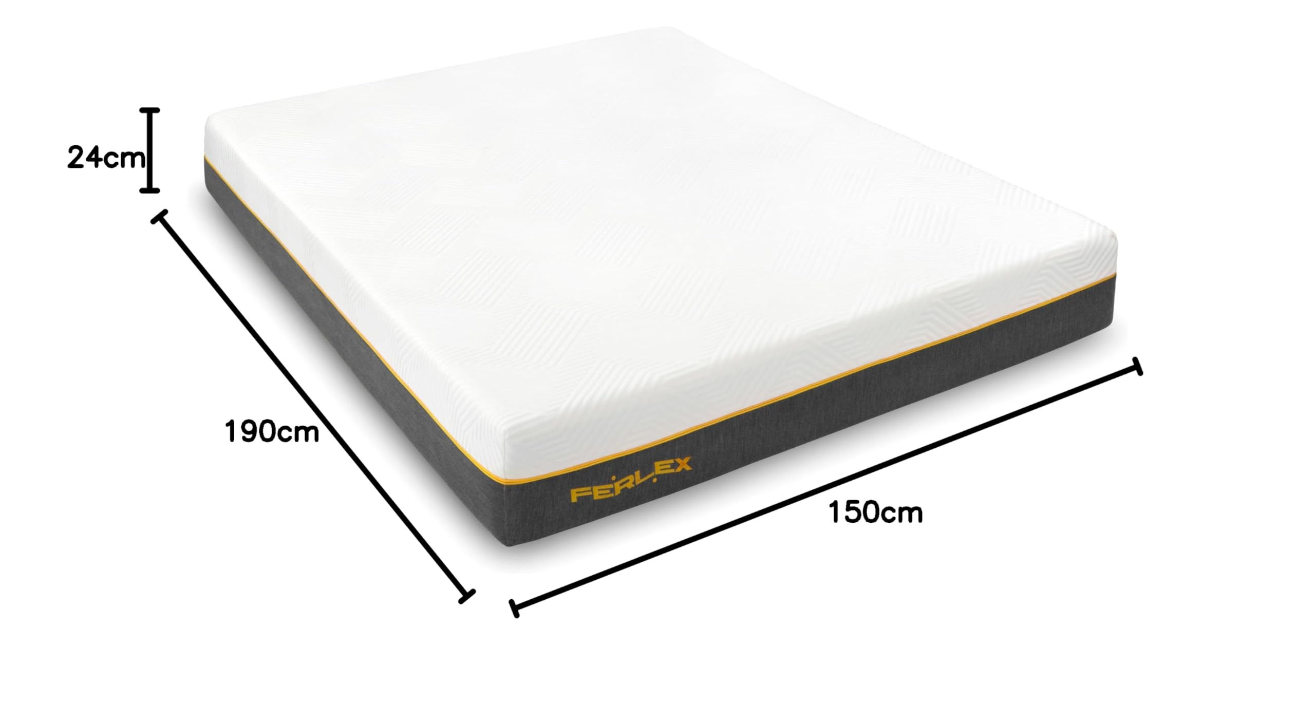 Ferlex - Materasso matrimoniale 150x190 in memory foam | Altezza 24 cm | Multistrato | Alta rigidità | Copertura lavabile