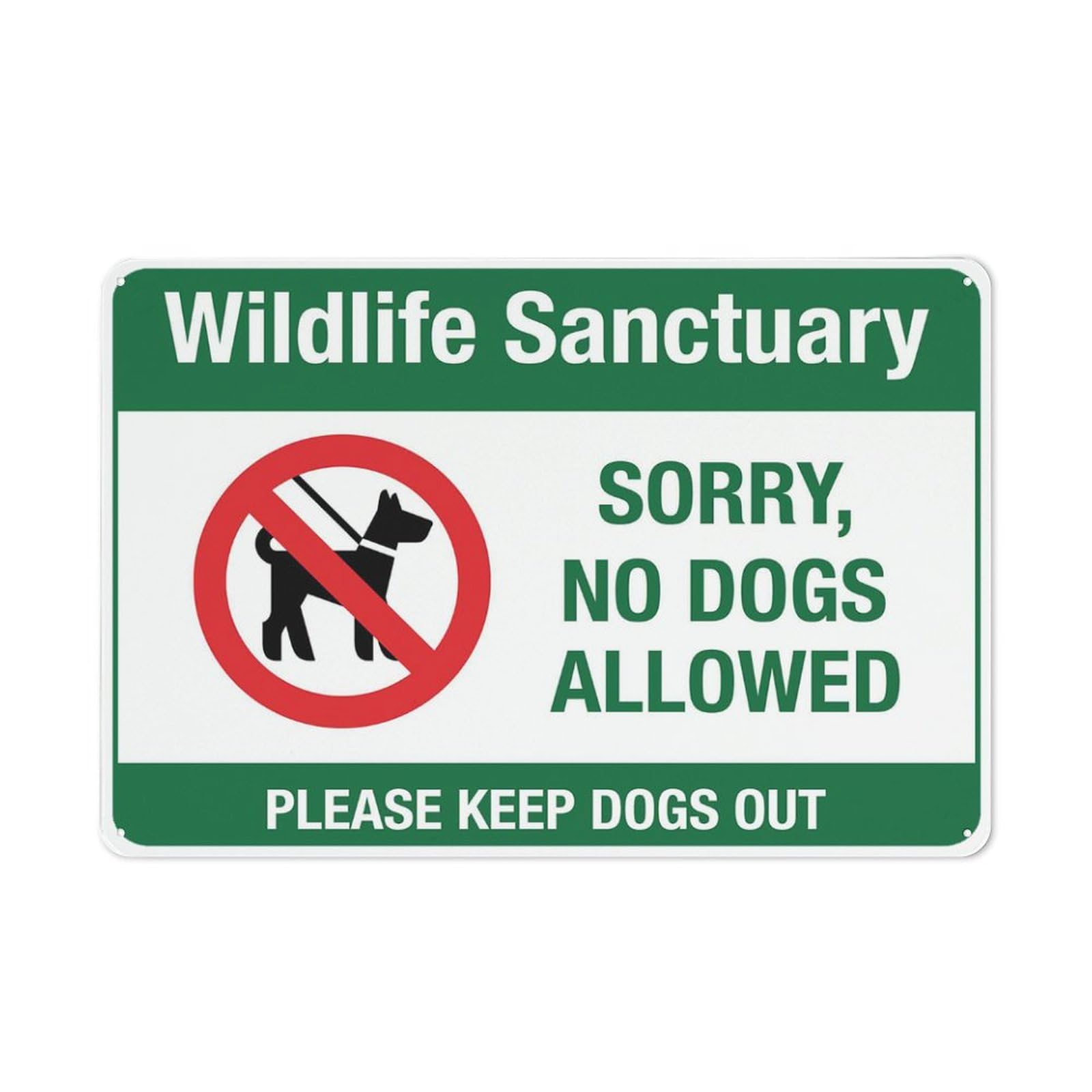 Wildlife Sanctuary No Dogs Allowed Sign 8"X12" Rust Free Aluminum Signs Outdoor, Metal Tin Sign For Home, Business, Yard