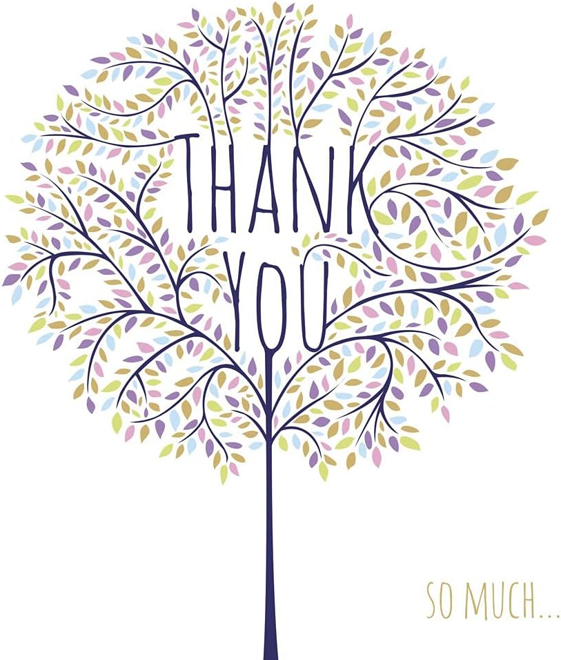 Thank You So Much... Pear Tree - Tracks Publishing Greeting Pack of 5 Cards with Envelopes - TYP095, 125 x 125mm