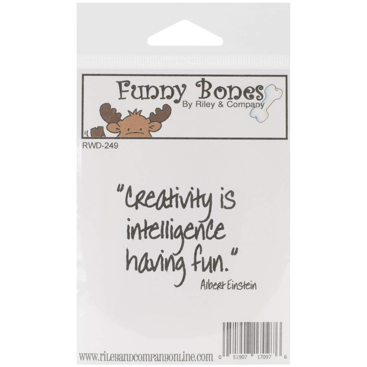 Riley & Company Funny Bones Cling Stamp 2 x 1.75-inch, Creativity is Intelligence Having Fun