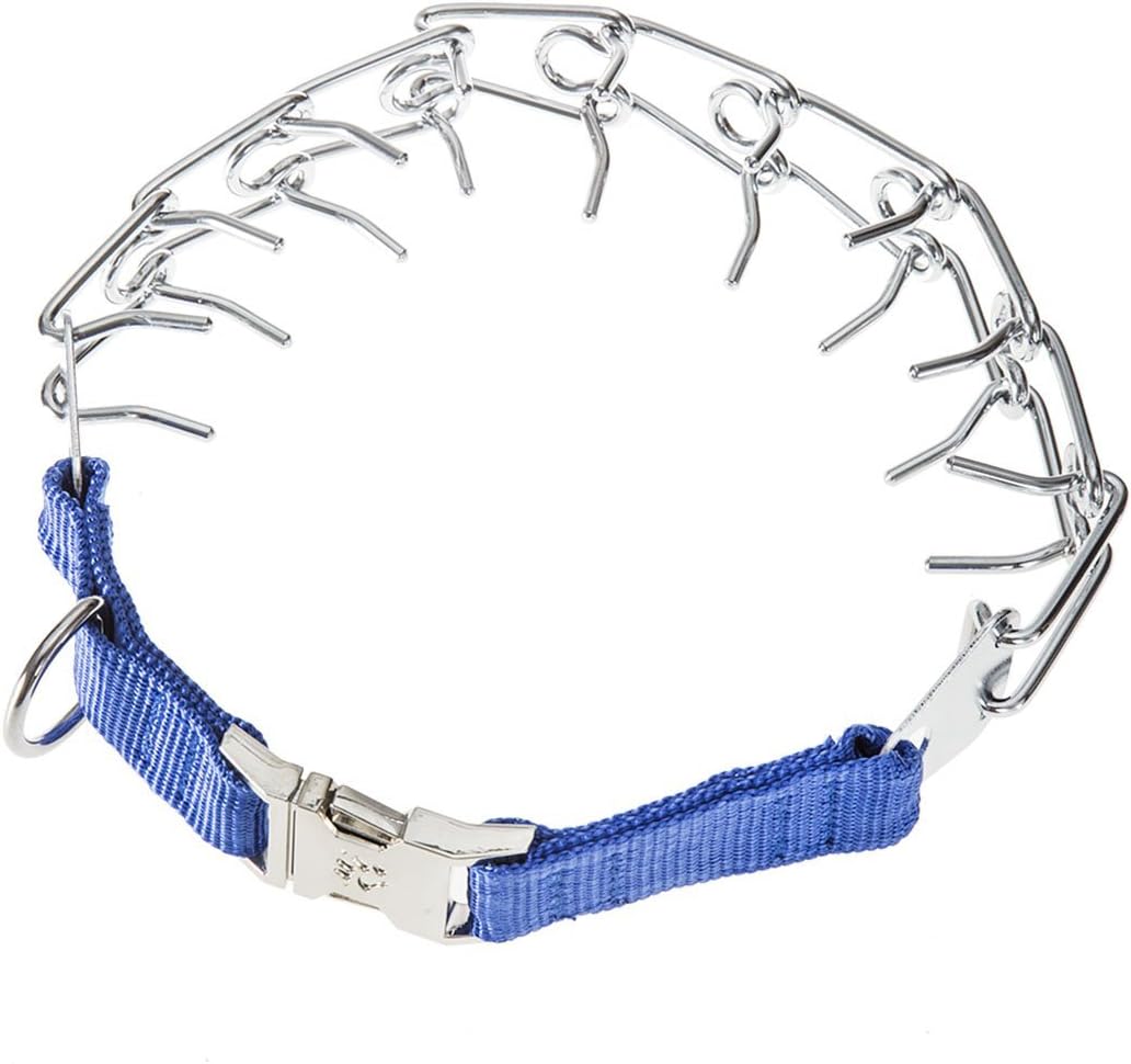 GAITY PET Dog Prong Collar Training Metal Gear Pinch Collar for Dogs, Stainless Steel with Silver Plating, Easy-On Plated Adjustable Training Dog Collar for Medium Large Dogs, Blue