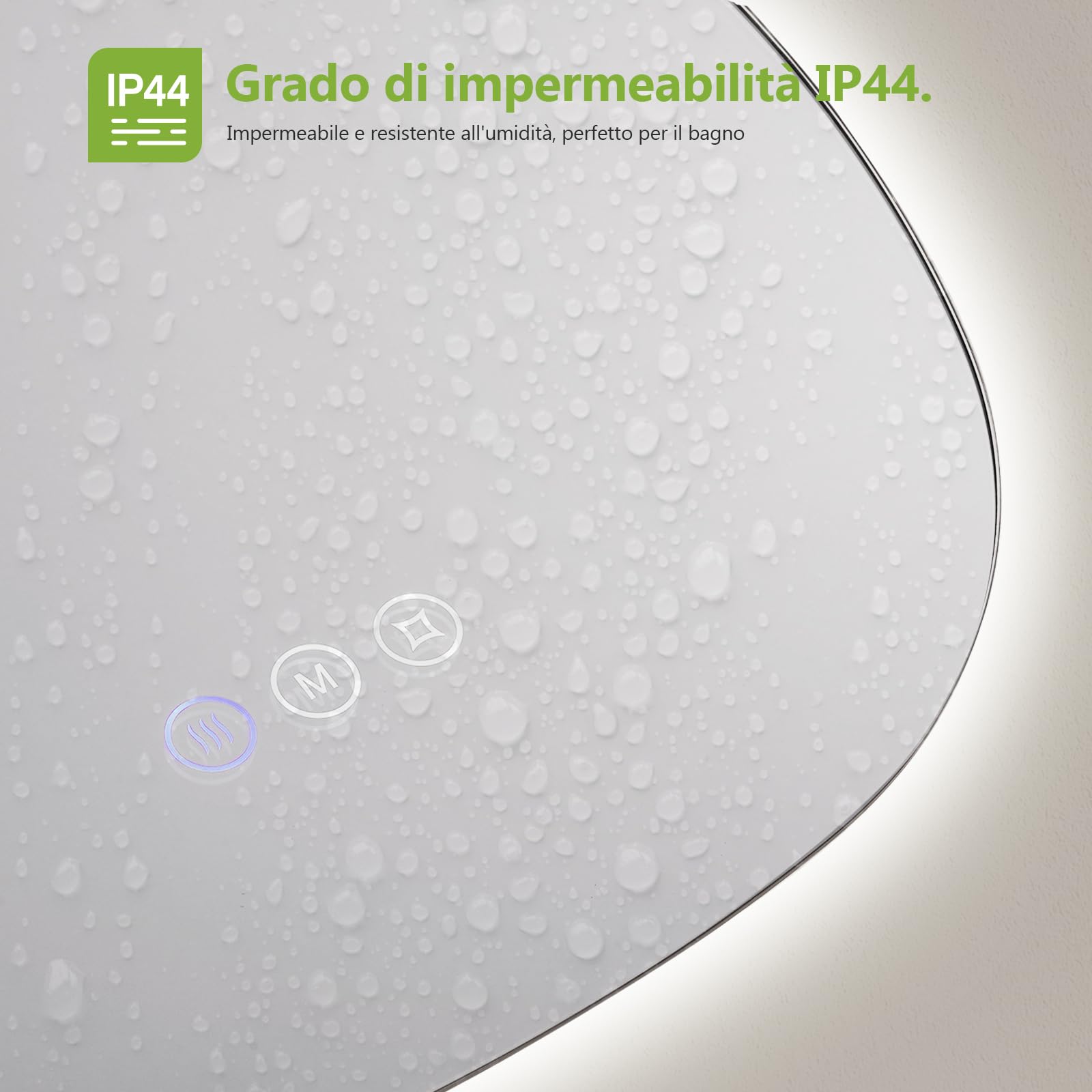 S'AFIELINA Specchio Bagno con Luce LED, Specchio Bagno Retroilluminato Asimmetrico 85x50 cm, Interruttore Touch,Dimmerabile, 3 Temperature di Colore, Antiappannamento, Specchi da parete per bagno