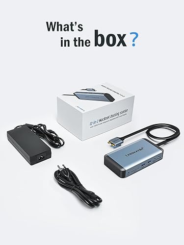 Miniatura 8 de Lemorele Estación de acoplamiento MacBook Pro Air con adaptador de corriente de 150 W, estación de acoplamiento para portátil USB C 12 en 2 HDMI