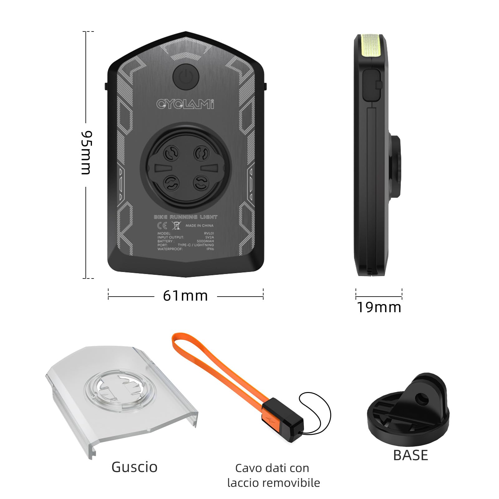 Luce Diurna per Bici 120 Lumen Luci Per Biciclette 5000mAh Autonomia 40h IPX6 Impermeabile USB-C 5 Modalità per Ciclismo Stradale MTB Notturno e Urbano