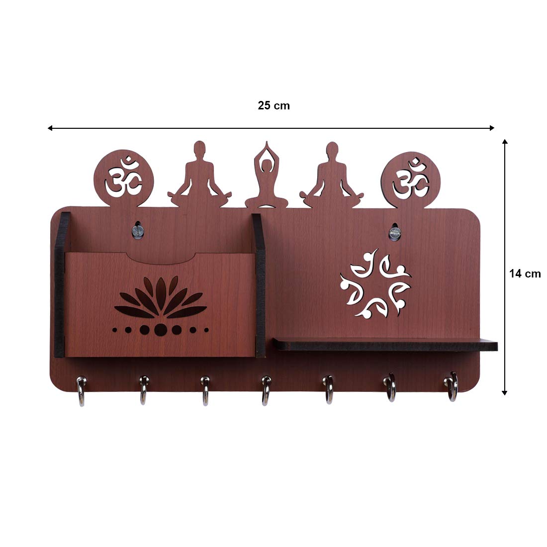 Sehaz Artworks Key Holder for Home | Key Hanger | Key Stand | Key Holders for Wall (7 Hooks, MDF Brown) - Image 4 thumbnail