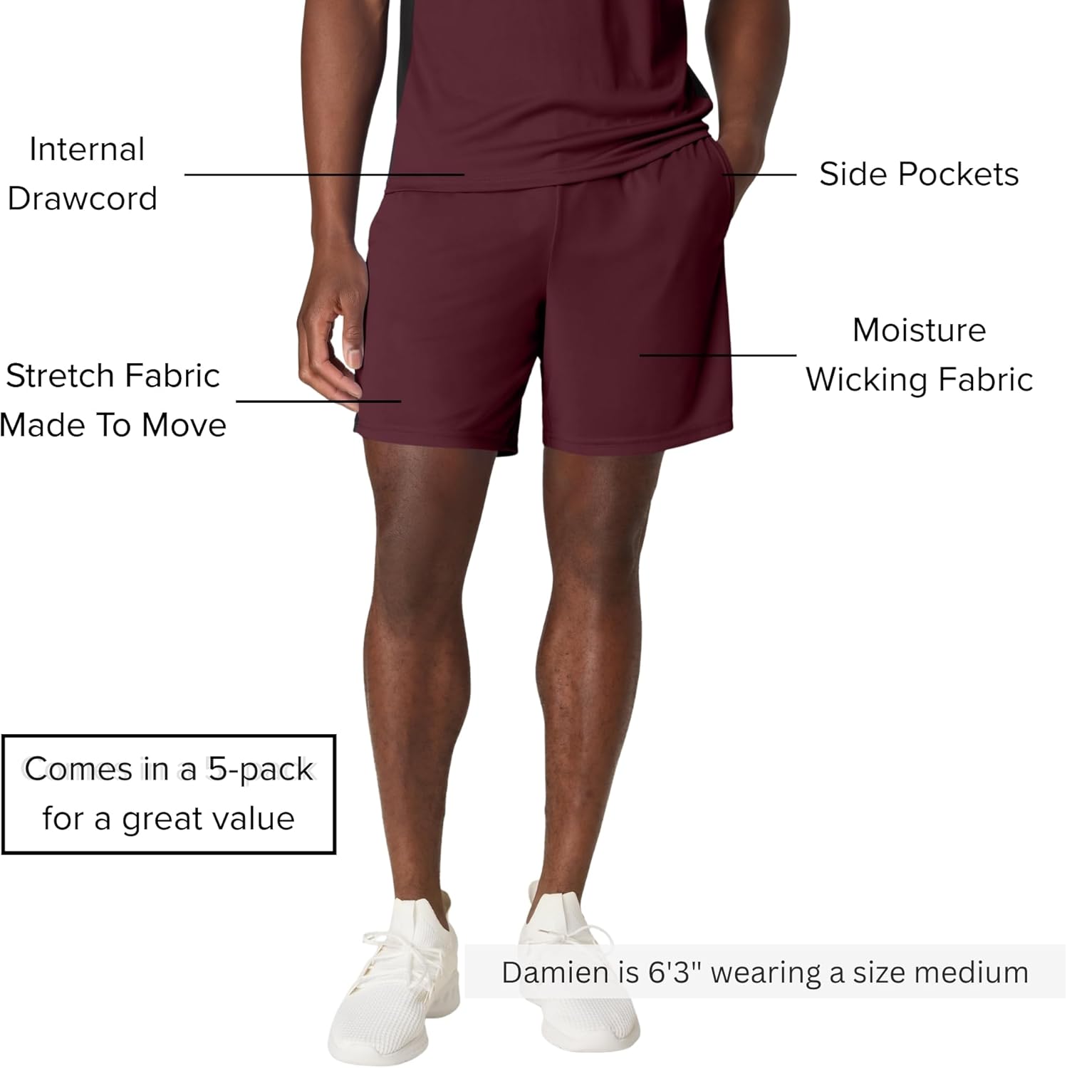 Hanes Men's Shorts, Cool Dri® 7" Color Blocked Short, Moisture Wicking + UPF 40 Men's Athletic Shorts