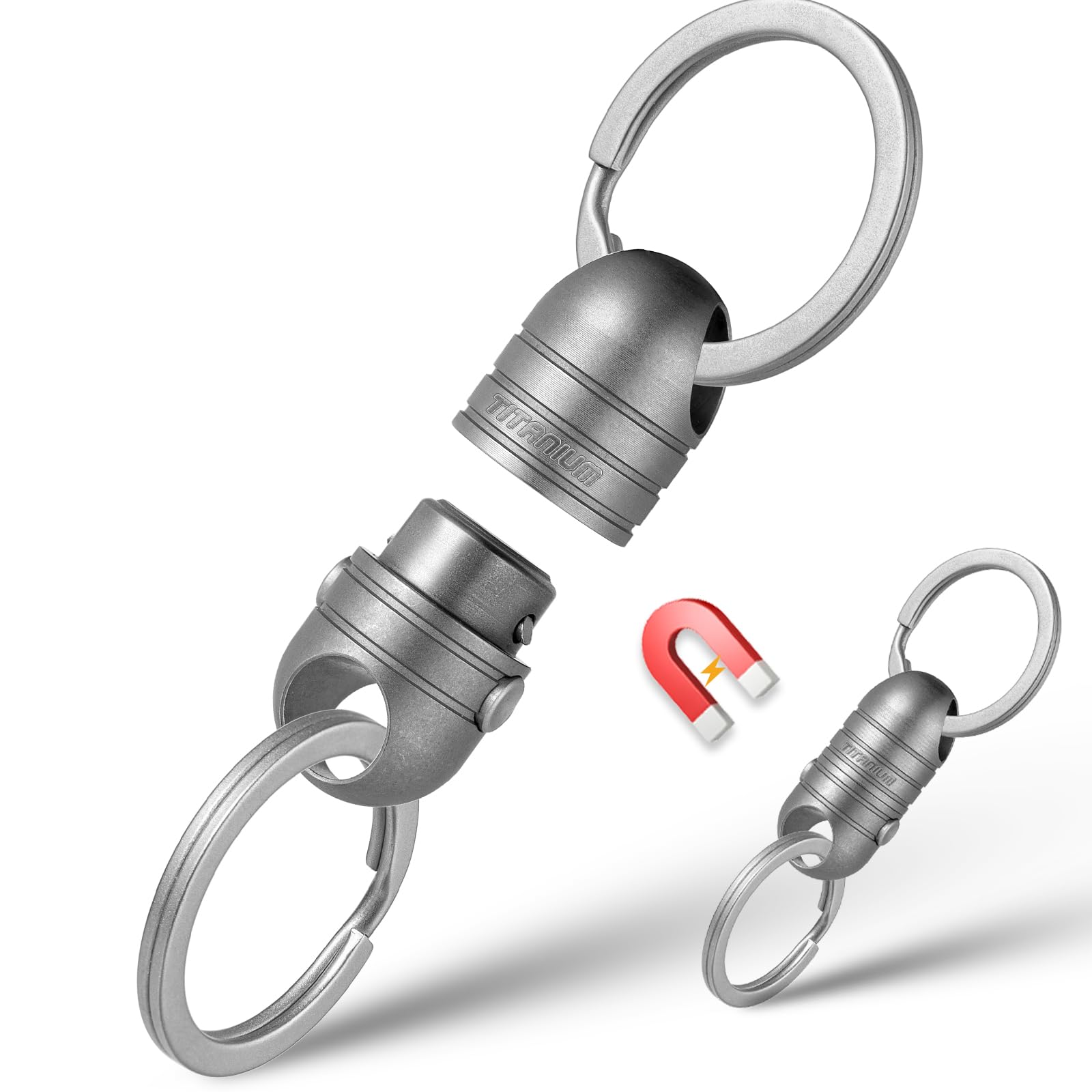 TISUR Titanium Quick Release Keychain, Retractable Key Chain Detachable Keychain ClipPull Apart Key Rings for Men Women