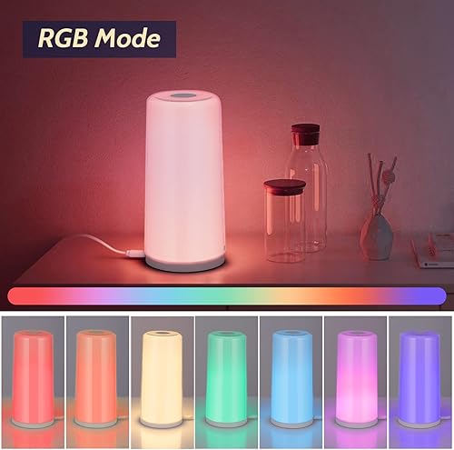 Miniatura 4 de Lámpara de mesa - Lámpara de noche con sensor táctil lámpara de mesita de noche luz nocturna para niños con RGB múltiples colores y blanco cálido