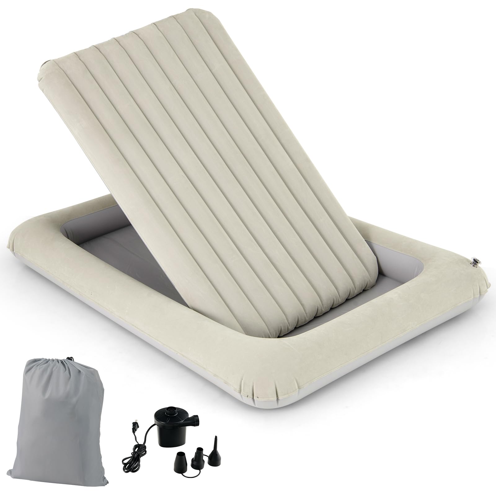 GIANTEX Lit Gonflable de Voyage pour Enfant avec Pompe Électrique, Matelas Portable pour Tout-petit, Kit de Réparation Inclus