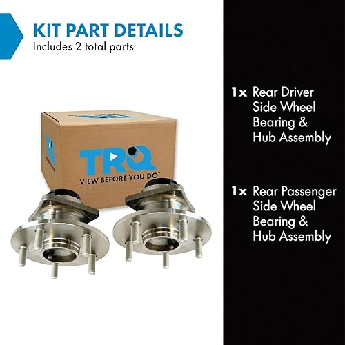 Vista 695 de TRQ Juego de 2 rodamientos de rueda trasera y conjunto de cubo con sensor ABS compatible con Ford Transit Connect 2014-2018