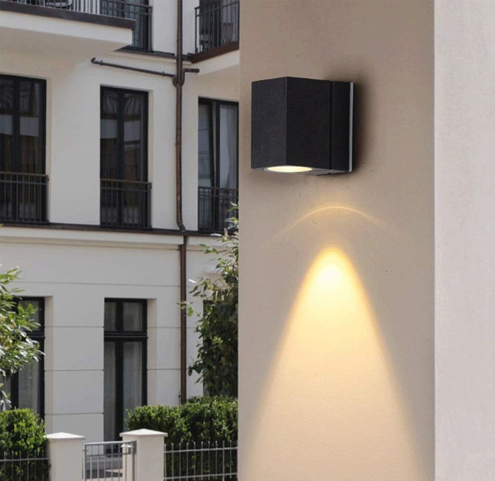 LED Outdoor Ściany Regulowany kąt wiązki kąt belki, wodoodporne lampy montowane na kinosu do korytarza, balkon, ogród, dziedziniec (czarny) (kolor: 3 W 3000K)