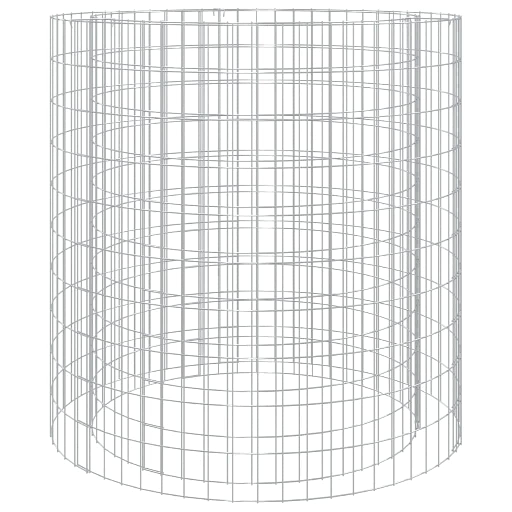 Gavión de 100 cm de diámetro, cesta de piedra galvanizada para jardín, borde redondo, gavión de piedra estable para terraza y zona de barbacoa