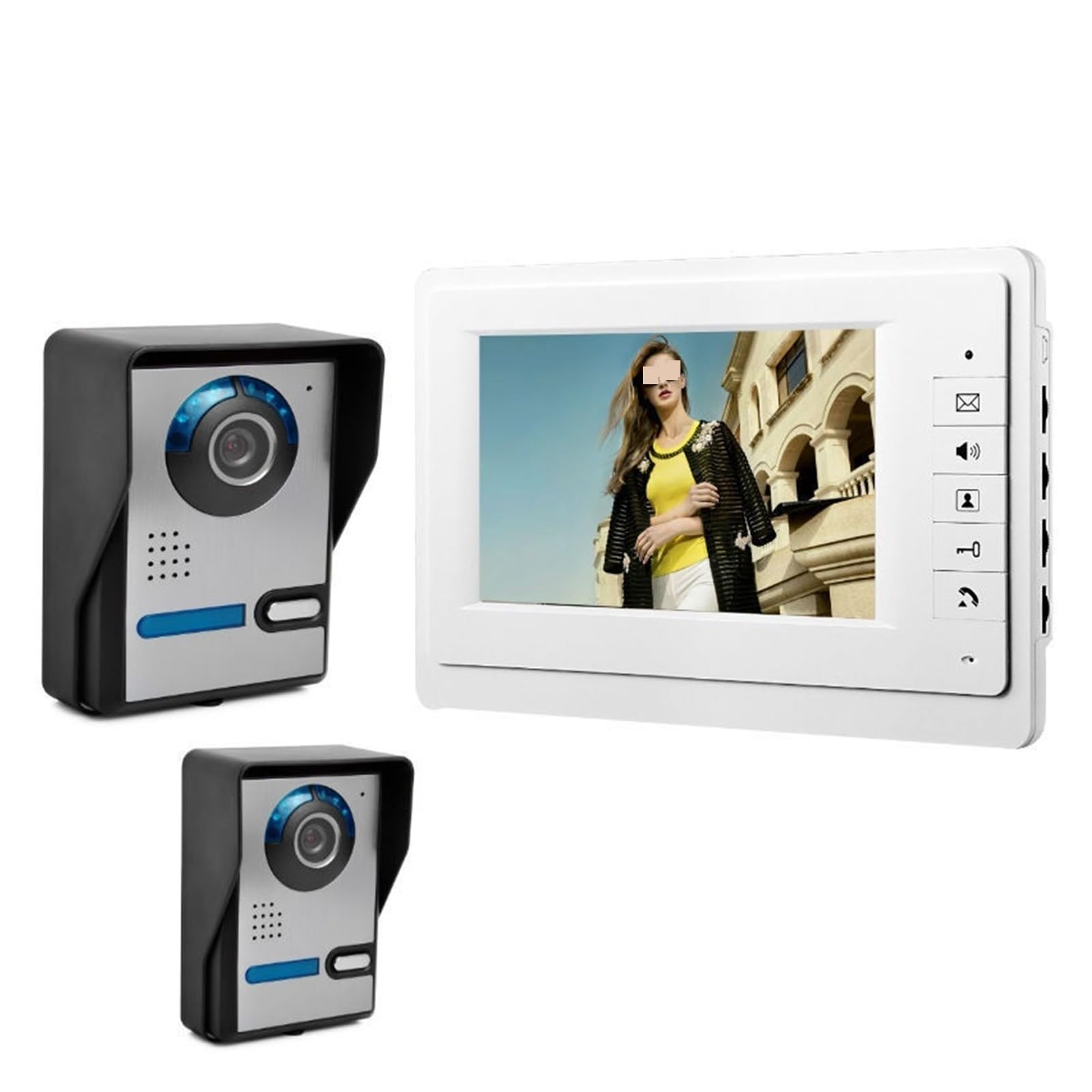 Sonnette sans fil visiophone interphone vidéo filaire 7 pouces