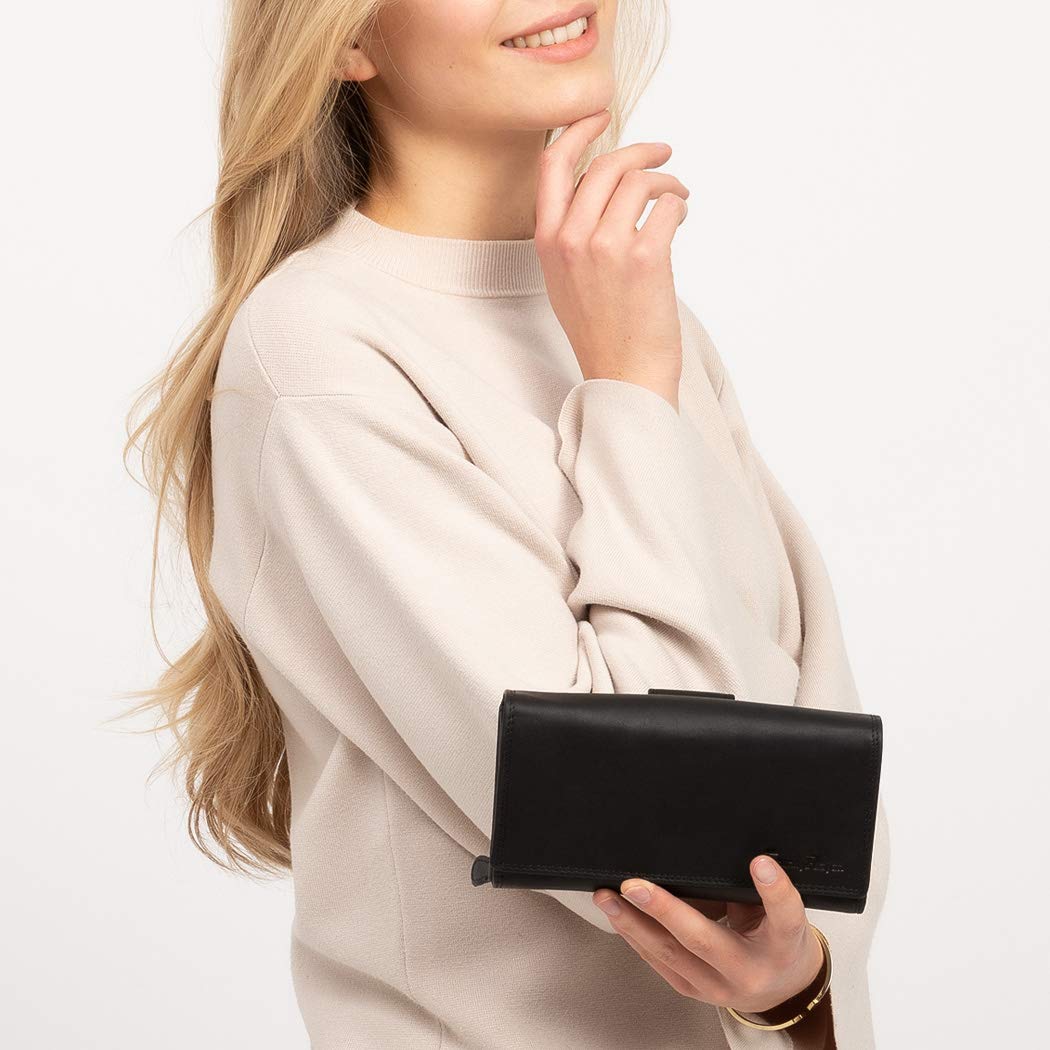 Porte-Monnaie en Cuir véritable XXL avec Protection RFID avec Porte-clés en Cuir
