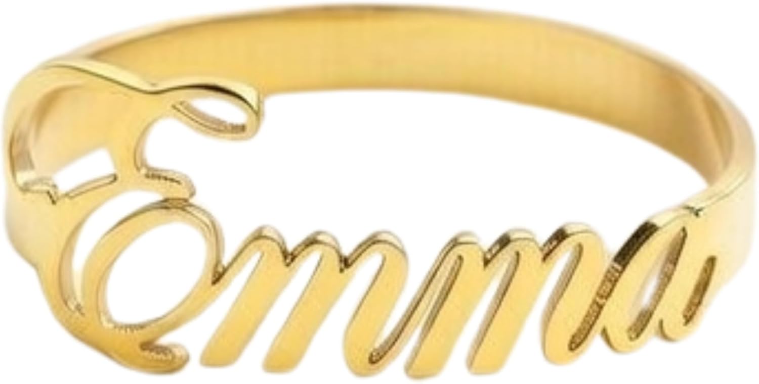 Sterling Silver Personalized Name Ring – Custom Name Ring for Women, Elegant Script Design Customizable Ring with Smooth Polished Finish