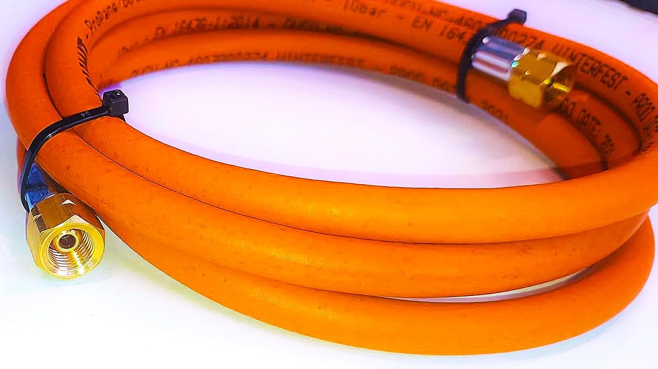 Propan Butan Gasschlauch 100cm (1m) | 30 bar | Ø6.3mm | 3/8" - 3/8" Zoll LKS Anschluß mit Schnellkupplung | bis -30°C | Propangasschlauch | Gas Hose für Gasgrillgeräte