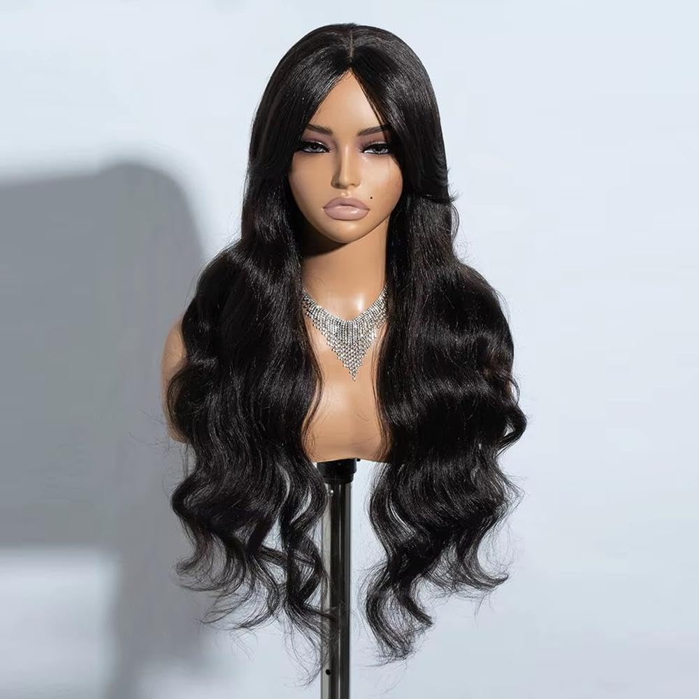 Haarpflege Spitzeperücken Für Schwarze Frauen 28 Zoll Lange Gewellte Mittelteil-Spitzenperücke Mit Pony Ombre-Blond-Braun(3)