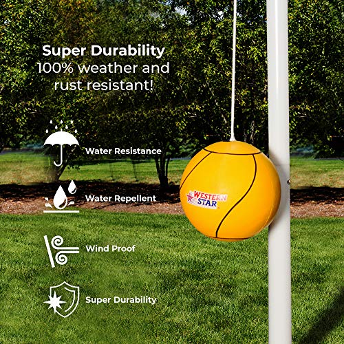 Western Star Full Size Tetherball Pole with Rope Set for Kids│Backyard and Outdoor Gift - Premium Line (Yellow)