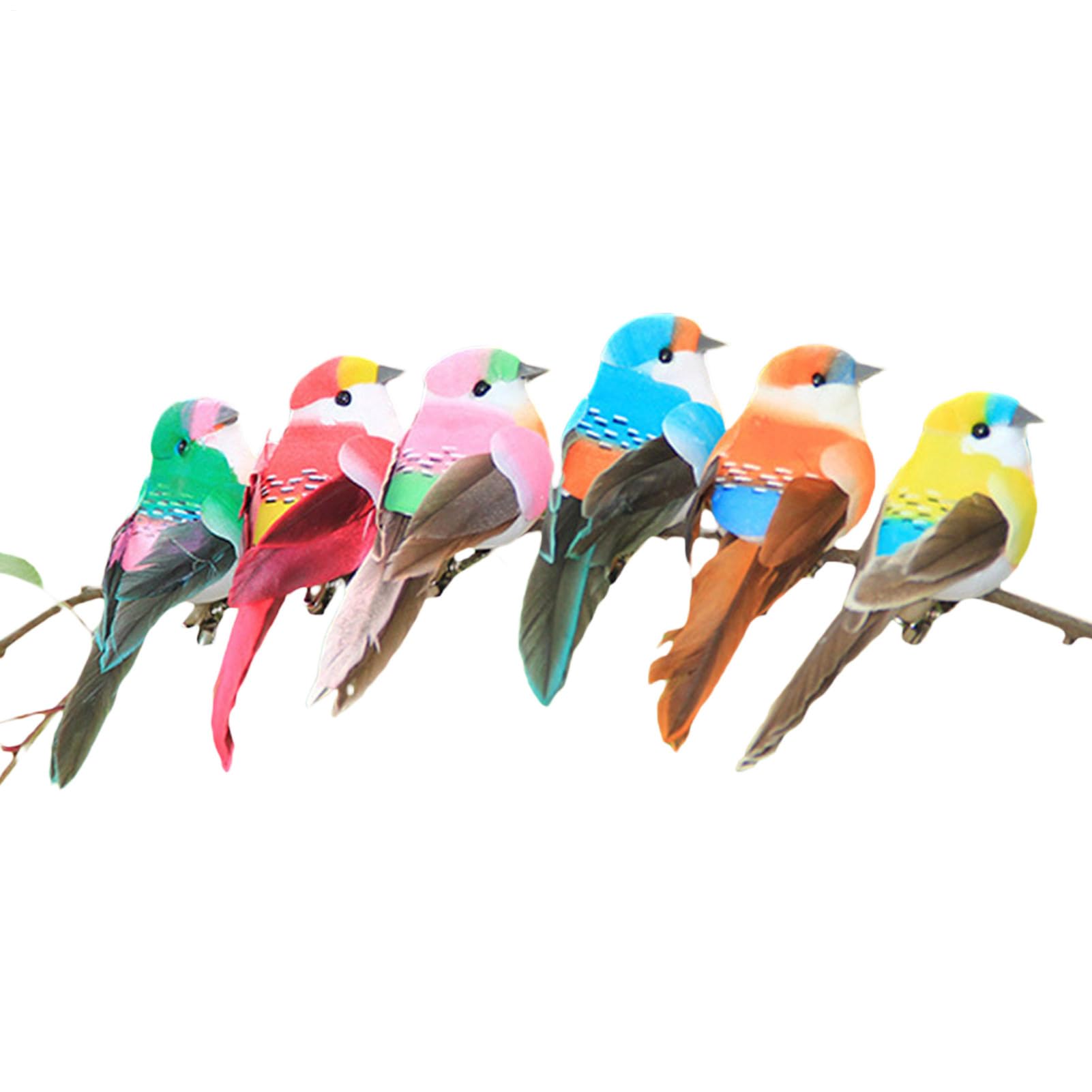 Oiseaux en mousse pour décoration, petits oiseaux à plumes