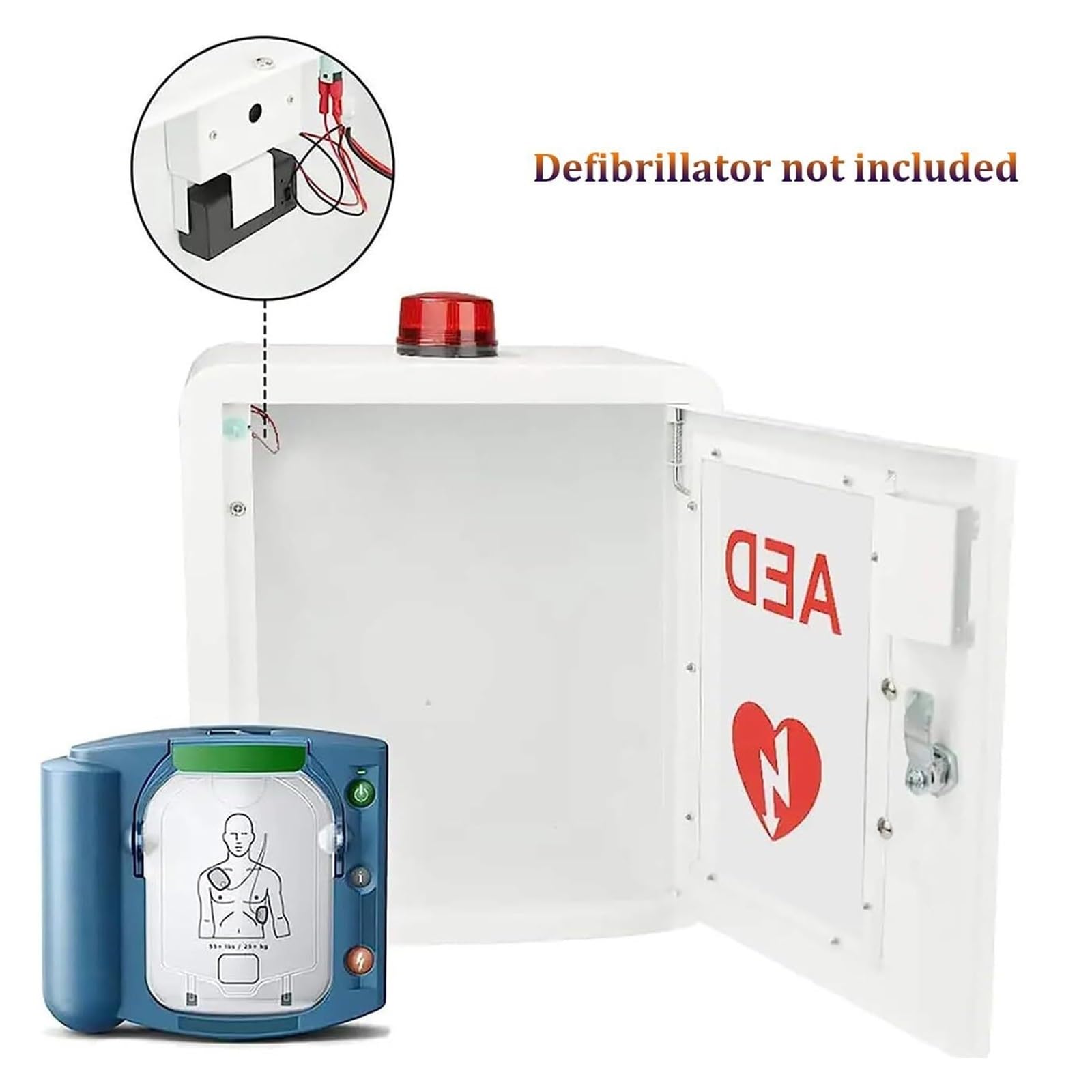 AED Wandschrank Defibrillator - Rostfreier Edelstahl mit Sichtfenster & Diebstahlschutz-Alarm für Büro, Krankenhaus und öffentliche Bereiche