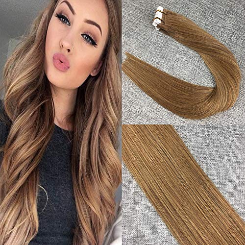 Komorebi 24" Glue Hair Extensions Ash Brown Long Thick Ends Beauty Hair 20pcs pack 50g Color #8 Ash Brown Tape in Remy Human Hair Extensions Adhesive Extensions