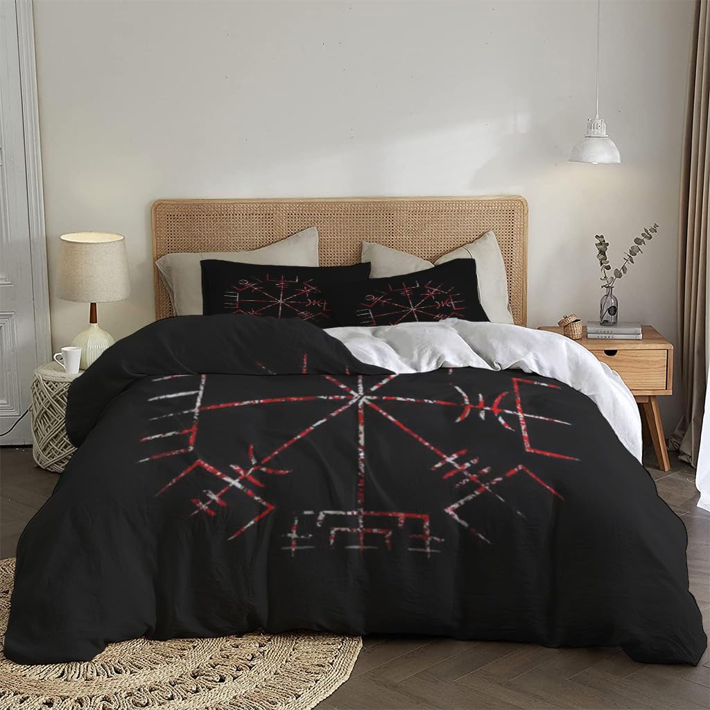 NIBAINLO 布団カバーバイキングのタトゥーとデザインの古い看板 肌に優しい ピーチスキン加工 掛け布団カバー 和式 洋式 あったか 布団カバーセット リバーシブル ホームステイ ホテル 家庭兼用