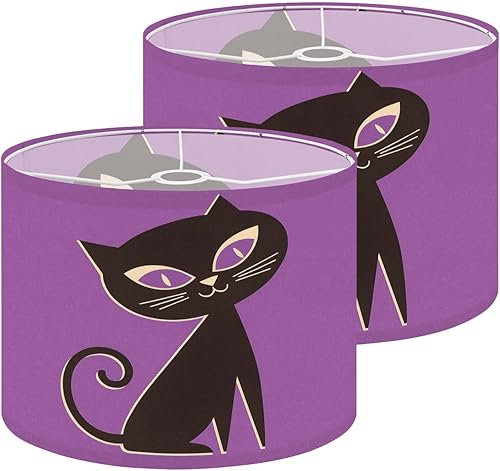 Miniatura 21 de Farmhouse Lampshades Lamp Shades set of 2 Cheerful Black Cats Bright Retro Futuristic Colors Light Shade for Table Lamps Floor Lamps Drum Lamp