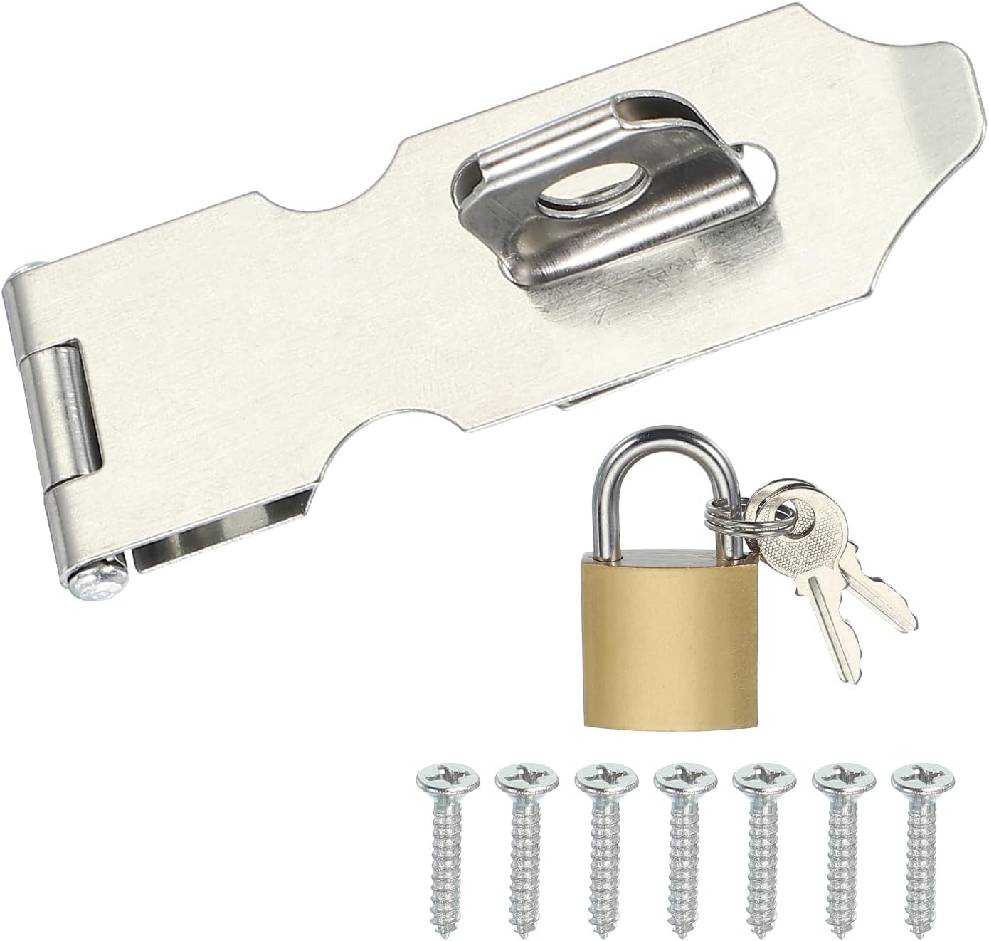 PATIKIL 3.0 Inch Door Lock Hasp Latch, 304 Stainless Steel Security Padlock Latch Door Gate Lock Hasp with Screws for Gate Cabinets Shed Closet Lockers, Silver