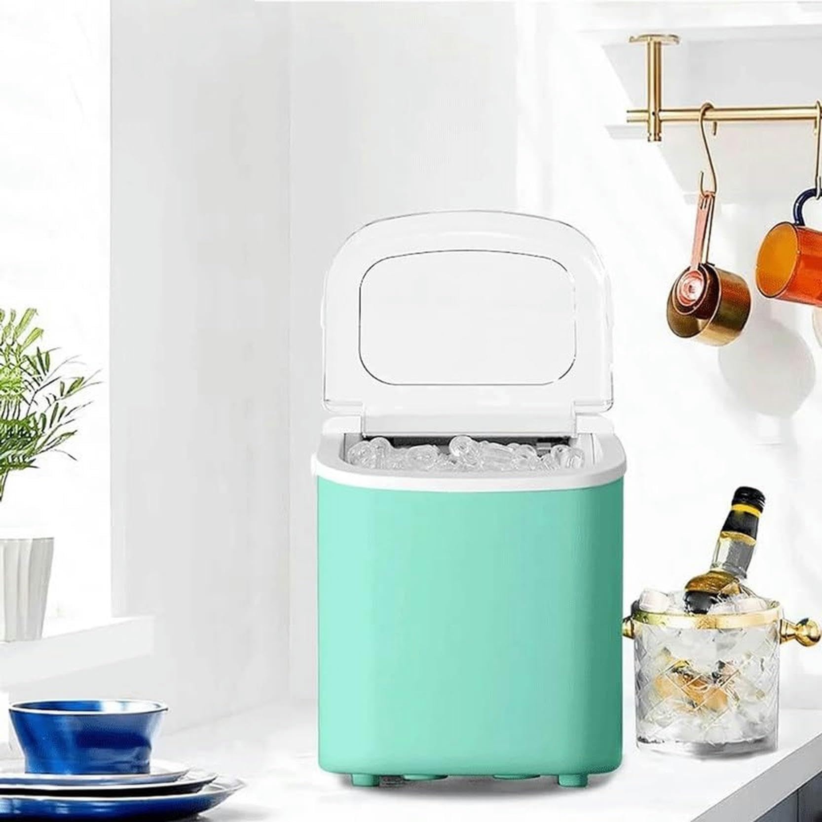 Nwkhrso Countertop Ice Maker Ice Maker Machine 6 Mins 9 Ice 26.5lbs/24hrs Portable Ice Maker Machine, Gray on Fridge.com - View 2
