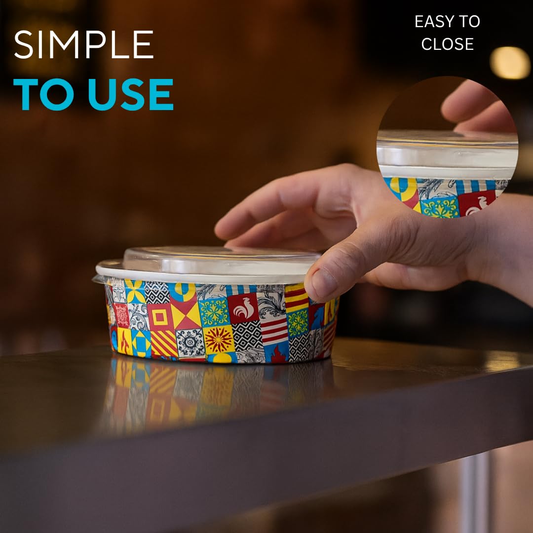 Enpack - 500ml Bowl für Lebensmittel aus Kraft Papier mit RPET Deckel - Einweg Papp-Salatschale mit PLA Innenbeschichtung - Bio-Schale (500 ml, 50, stück)