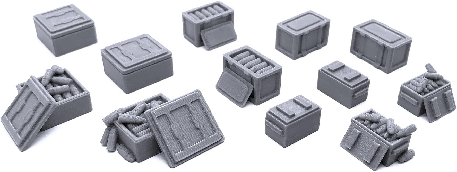 Ammo Box Bundle, Terrain Scenery for Tabletop 28mm Miniatures Wargame, 3D Printed and Paintable
